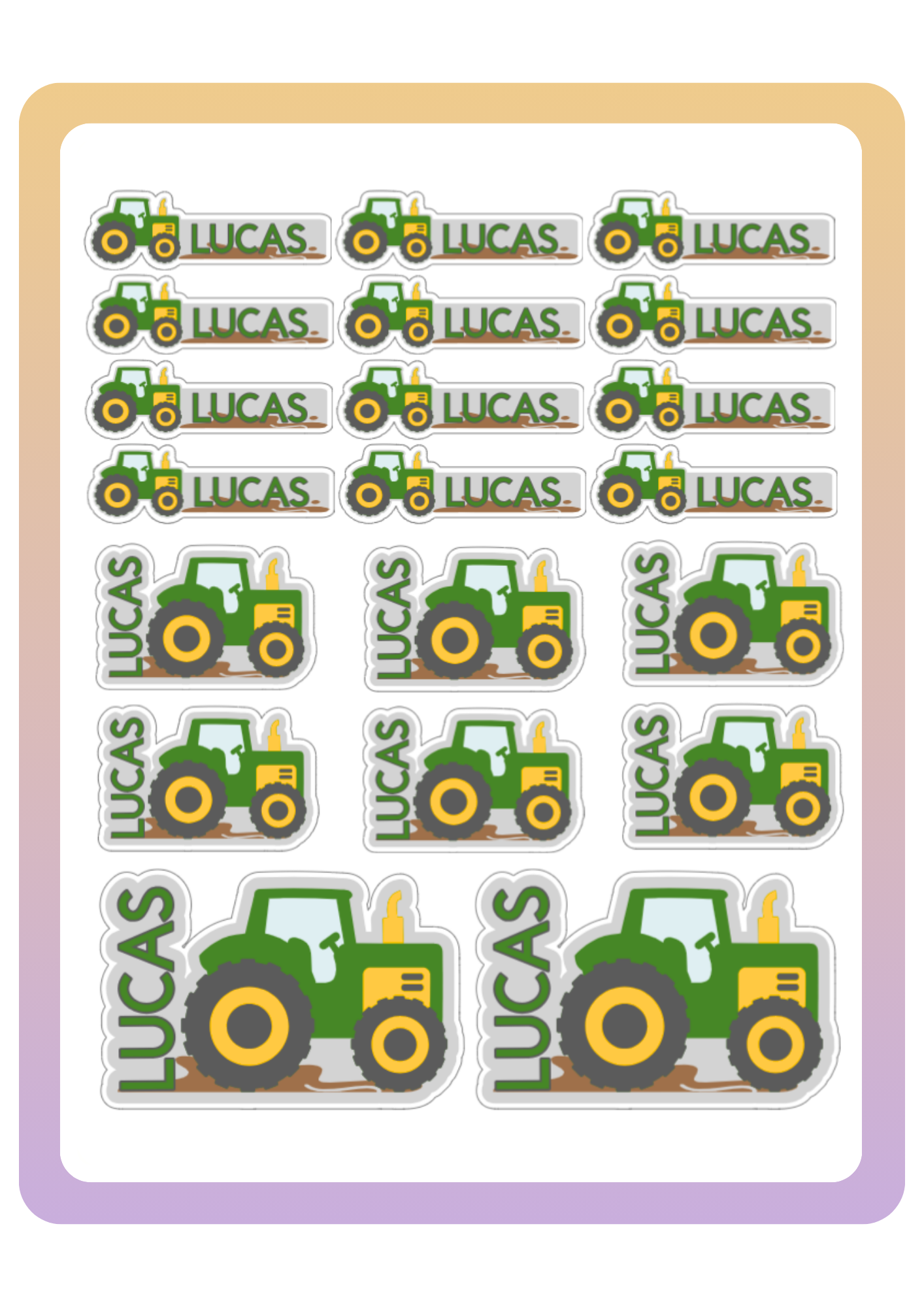 Tractor name labels