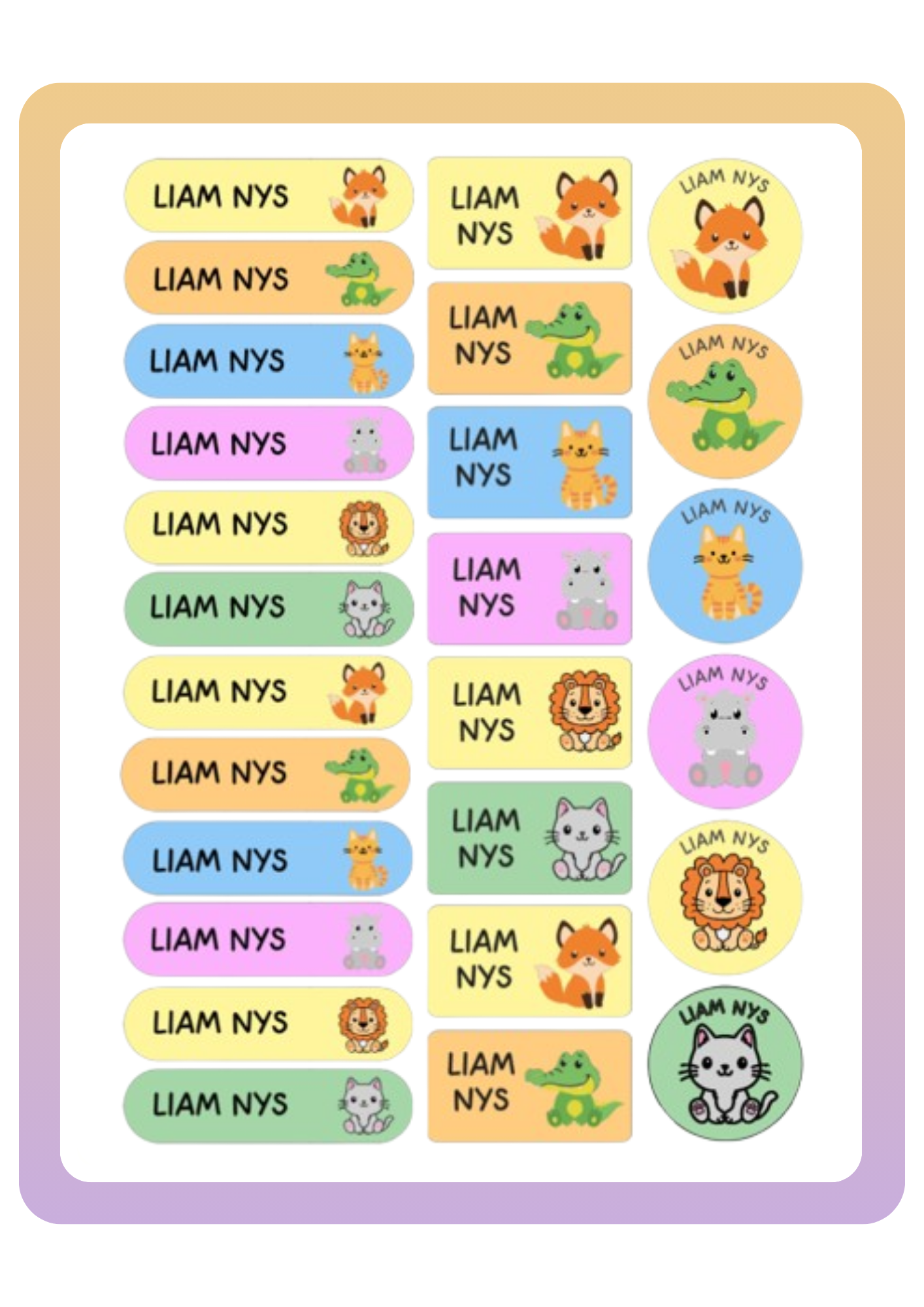 Name labels Animal farm